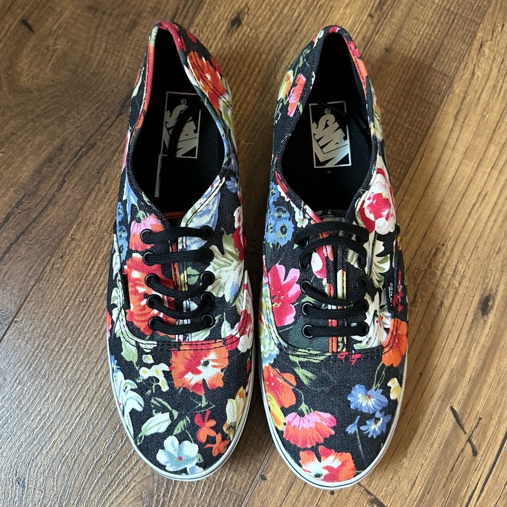 Vans Red Blue Green Black Floral Shoes
